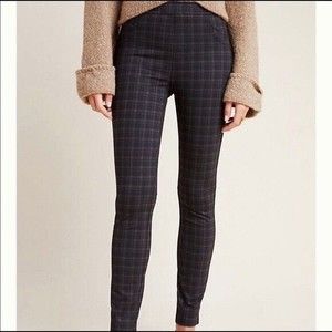 Sanctuary Plaid Pants Size Small Charcoal Grey Checkered Pull On Skinny Stretchy